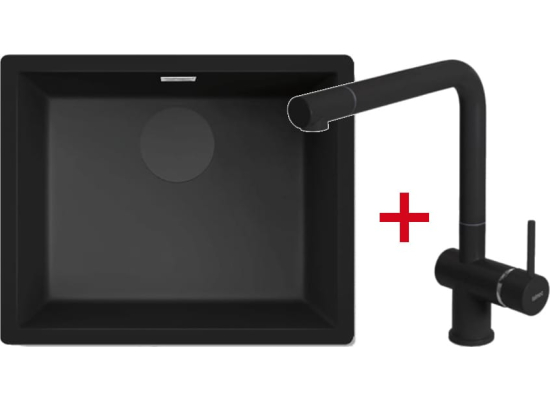 Zestaw FALMEC | zlew ISEO CERAMIX 50 + bateria ISEO CORNER | BLACK (czarny mat)