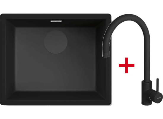 Zestaw FALMEC | zlew ISEO CERAMIX 50 + bateria ISEO ROUND | BLACK (czarny mat)