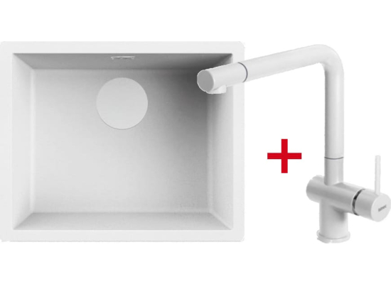 Zestaw FALMEC | zlew ISEO CERAMIX 50 + bateria ISEO CORNER | WHITE (biały mat)