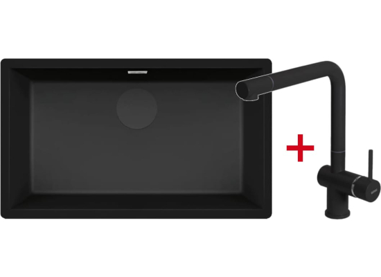 _wysyłka 24H*_| Zestaw FALMEC | zlew ISEO CERAMIX 70 + bateria ISEO CORNER | BLACK (czarny mat)