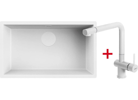 Zestaw FALMEC | zlew ISEO CERAMIX 70 + bateria ISEO CORNER | WHITE (biały mat)