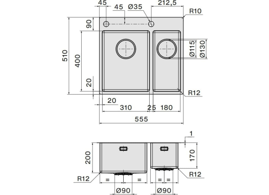 _dodatkowy RABAT %_| Zlew FALMEC GARDA INOX 3118 stal szczotkowana (SGA3118F.00#SSF)