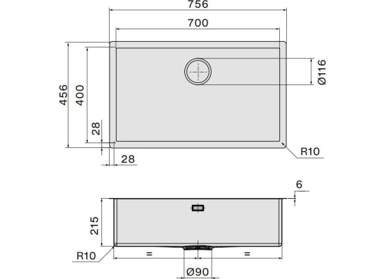 Zestaw FALMEC | zlew ISEO CERAMIX 70 + bateria ISEO ROUND | WHITE (biały mat)