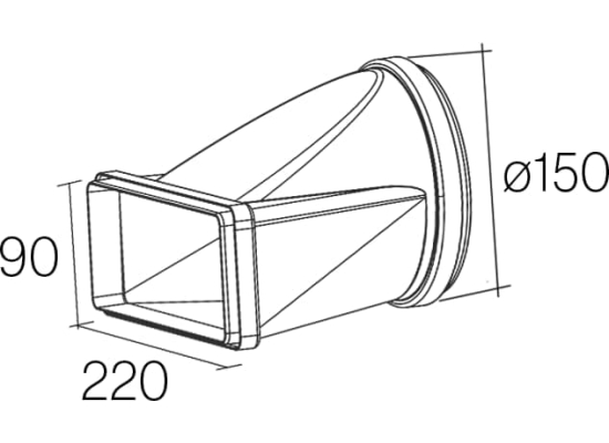 Łącznik FALMEC okrągły fi 150mm x prostokątny 220x60mm (KACL.338)
