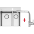 Zestaw FALMEC | zlew GARDA 3118 + bateria PURE STEEL CORNER | stal szczotkowana INOX