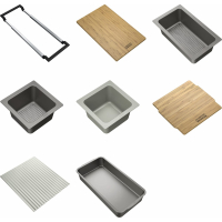 Zestaw FRANKE ALL-IN PREMIUM 8in1 (szyna, deska, duża+mała wkładka, mata, pokrywka, duży+mały pojemnik) (112.0655.489)