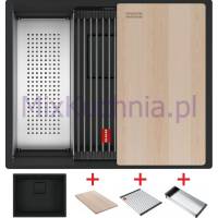 Zlew FRANKE Kanon Pro KNG PRO 110-52 czarny mat BLACK EDITION (wkładka + rollmata + deska) (125.0749.662)
