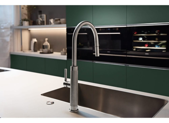 Bateria FRANKE Mythos MASTERPIECE PULL-OUT SPRAY stal szczotkowana INOX (115.0711.554)