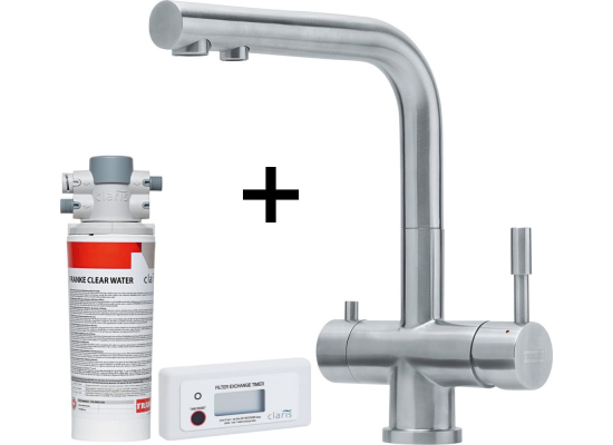 Zestaw FRANKE | bateria ATLAS CLEAR WATER stal szczotkowana INOX + zestaw CLEAR WATER M (120.0637.657)