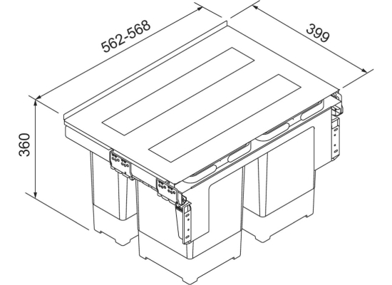 Sortownik FRANKE GARBO 60-3 | 1x8l + 1x12l + 1x18l + 1 miska (121.0200.680)