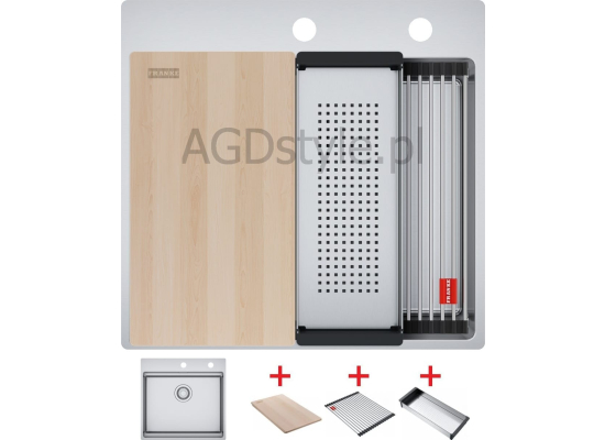 Zlew FRANKE Box Pro BXX PRO 210-50 TL stal SZCZOTKOWANA (wkładka + rollmata + deska) (127.0749.856)