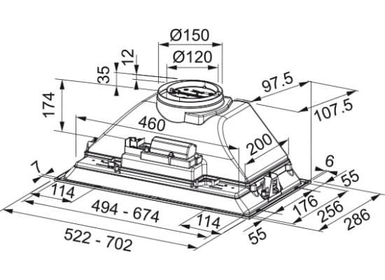 Okap do zabudowy FRANKE Box FBI 525 XS HCS stal szczotkowana (305.0599.509)