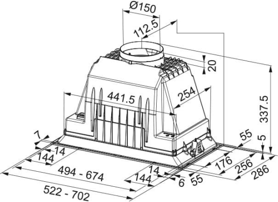 Okap do zabudowy FRANKE Box FBI 705 PLUS stal szczotkowana (305.0599.544)