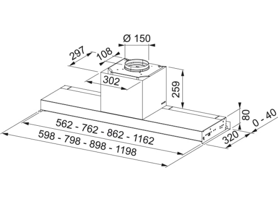 Okap do zabudowy FRANKE AQ-Sense FSAS A90 BK/XS stal szczotkowana + czarne szkło (305.0657.263)