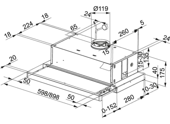 Okap teleskopowy FRANKE Telescopic LED FTC 912 XS LED1 stal szlachetna + szary (315.0532.377)