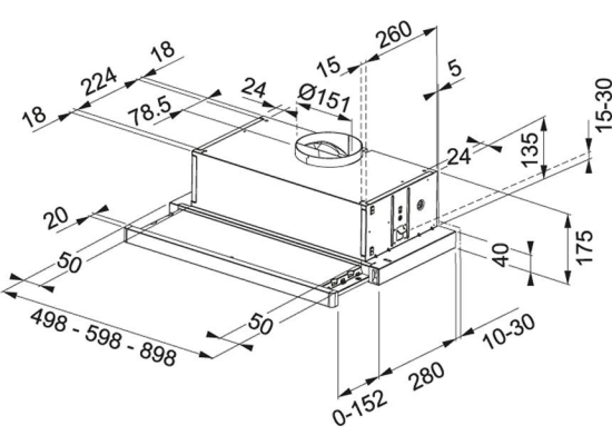 Okap teleskopowy FRANKE Telescopic LED FTC 532L GR/XS stal szczotkowana + szary (315.0547.794)