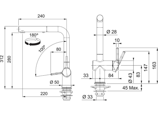 Bateria FRANKE ACTIVE L PULL-OUT SPRAY cappuccino (115.0653.389)