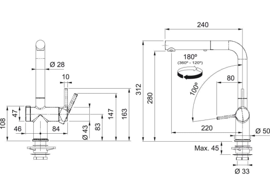 Bateria FRANKE ACTIVE L TWIST PULL-OUT SPRAY stal szczotkowana INOX (115.0653.505)
