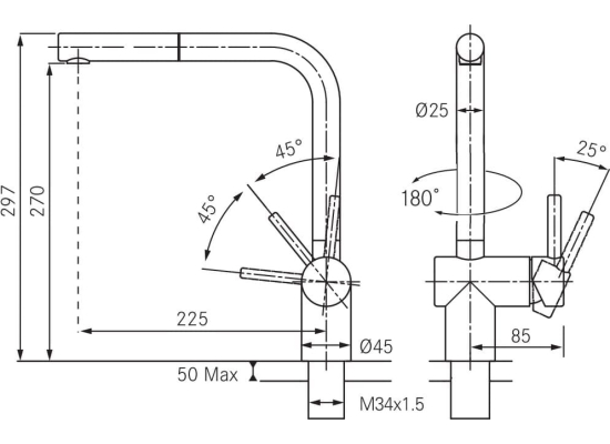Bateria FRANKE ATLAS NEO PULL-OUT stal szczotkowana INOX (115.0521.438)
