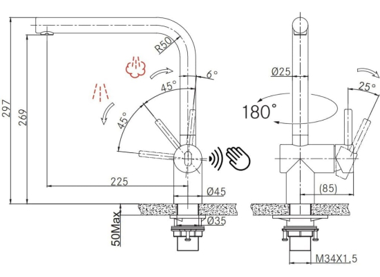 Bateria FRANKE ATLAS NEO SENSOR czarna stal szczotkowana (115.0625.527)