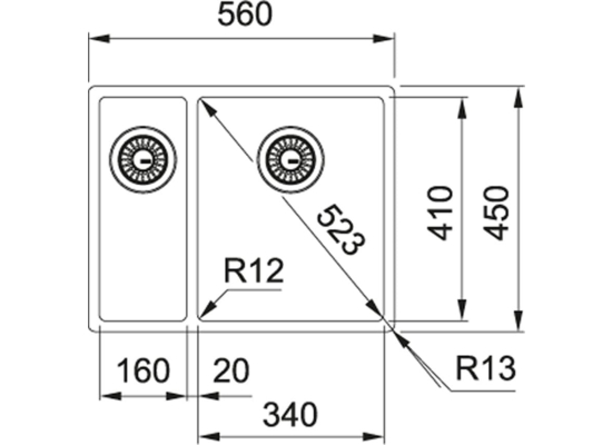 Zlew FRANKE Linia Box BXX 260/160-34-16 stal SZCZOTKOWANA (127.0369.916)