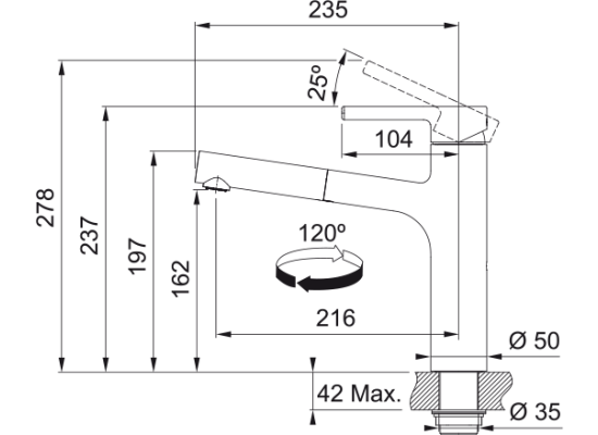 Bateria FRANKE CENTRO PULL-OUT chrom (115.0600.098)