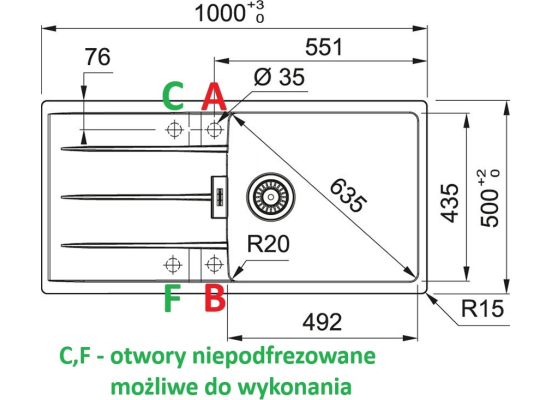 Zlew FRANKE Centro CNG 611-100 XL biały polarny (114.0687.331) *** zamów wycięcie otworów GRATIS ***