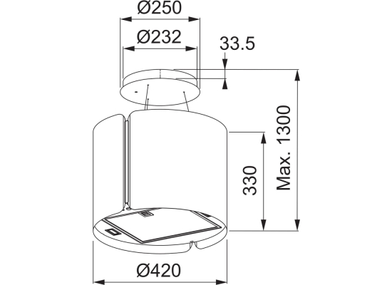 Okap wyspowy FRANKE Smart FSMS F42 SS/BK MATT stal szczotkowana + czarny mat (345.0654.870)