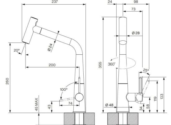 Bateria FRANKE ICON PULL-OUT SPRAY czarny mat (115.0625.190)