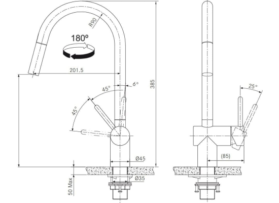 Bateria FRANKE ATLAS NEO J PULL-OUT stal szczotkowana INOX (115.0590.047)