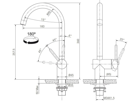 Bateria FRANKE ATLAS NEO J stal szczotkowana INOX (115.0590.046)