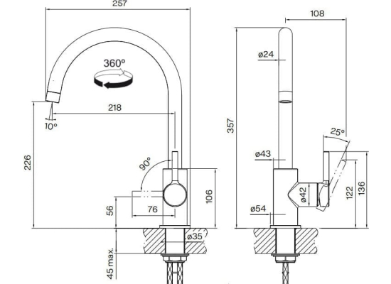 Bateria FRANKE LINA J czarny mat (115.0626.019)