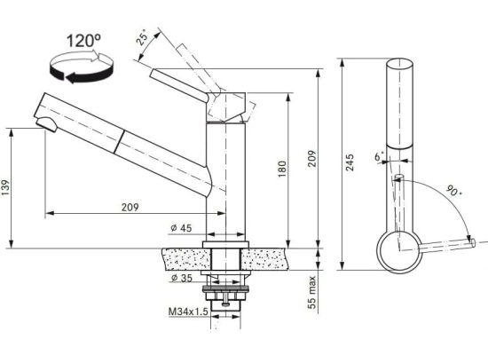 Bateria FRANKE ORBIT PULL-OUT stal szczotkowana INOX (115.0569.461)