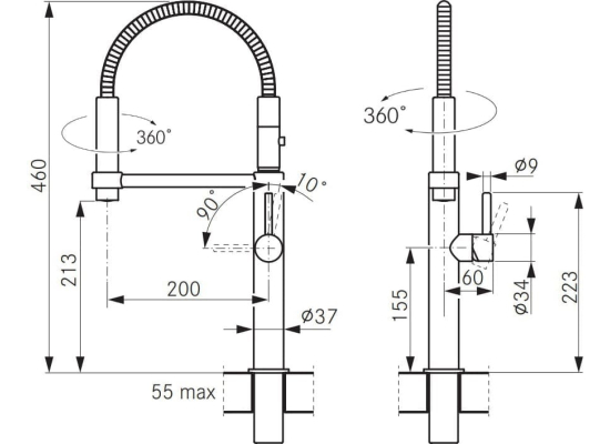 Bateria FRANKE PESCARA 360 czarny mat (115.0545.136)