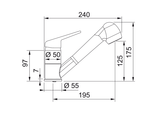 Bateria FRANKE PRINCE II PULL-OUT SPRAY cappuccino (115.0470.666)
