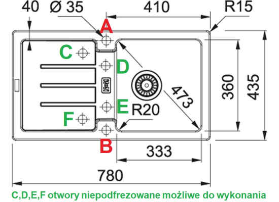 Zlew FRANKE Strada SAG 614-78 kamienny szary (114.0676.325) *** zamów wycięcie otworów GRATIS ***