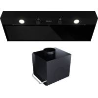 _dodatkowy RABAT 7%_ | Okap do zabudowy GLOBALO FLUXIME 90.1 black + turbina TW 1.2 | 590 m3/h