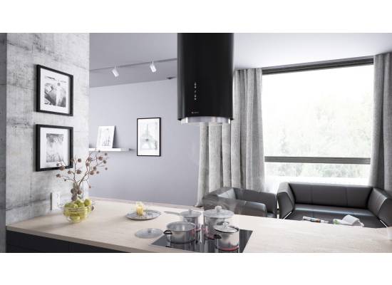 _dodatkowy RABAT 7%_ | Okap wyspowy GLOBALO CYLINDRO ISOLA 39.7 black | 742 m3/h