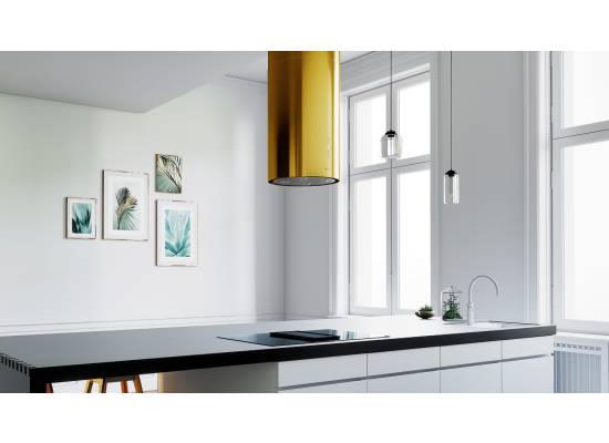 _dodatkowy RABAT 12%_ | Okap wyspowy GLOBALO CYLINDRO ISOLA 39.7 gold | 742 m3/h