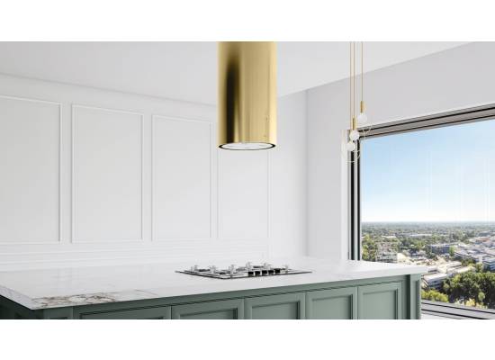 _dodatkowy RABAT 12%_ | _wysyłka 24H*_ | Okap wyspowy GLOBALO CYLINDRO ISOLA 39.7 light gold mat | 742 m3/h