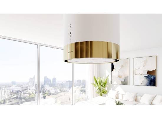 _dodatkowy RABAT 12%_ | Okap wyspowy GLOBALO CYLINDRO ISOLA 39.7 light gold ring | 742 m3/h
