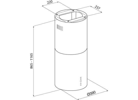 _dodatkowy RABAT 12%_ | Okap wyspowy GLOBALO CYLINDRO ISOLA 39.7 copper mat | 742 m3/h