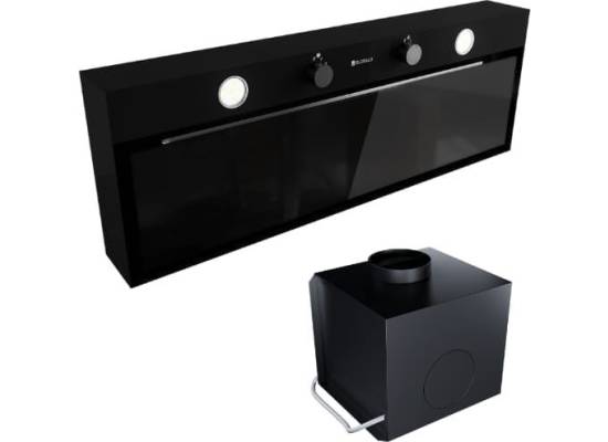 _dodatkowy RABAT 7%_ | Okap do zabudowy GLOBALO FLUXIME 90.1 black + turbina TW 2.1 | 780 m3/h