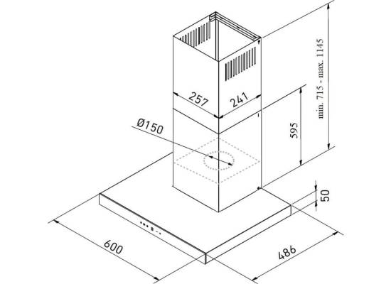 Okap przyścienny GLOBALO LONATIO 60.1 black | 596 m3/h