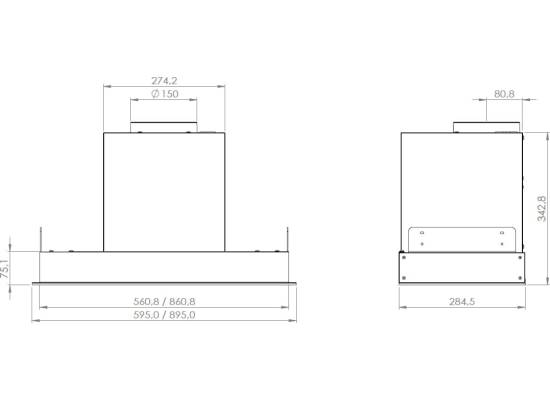 Okap do zabudowy GLOBALO MATERI 90.1 white | 583 m3/h