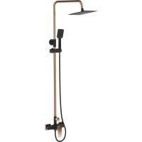 Bateria prysznicowa z deszczownicą INVENA MIDNIGHT AU-35-D14-V czarny mat + gold rose (miedź)