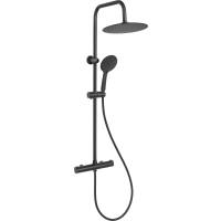 Bateria termostatyczna prysznicowa z deszczownicą INVENA MUSTA AU-84-004-X czarny mat