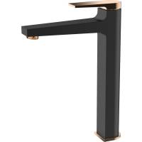 Bateria umywalkowa wysoka INVENA MIDNIGHT BU-35-W14-V czarny mat + gold rose (miedź)
