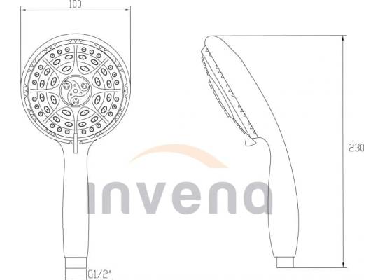 Słuchawka natryskowa INVENA PALIA AS-57-001-D szary + chrom