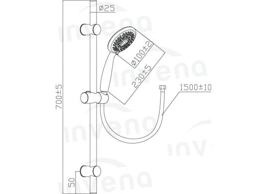 Zestaw natryskowy INVENA DARK AU-02-001-Q czarny mat (drążek + słuchawka + wąż)